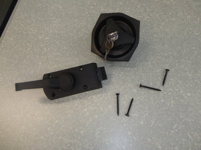 caravan deurslot zwart Rond, rechts draaiend gat 93 mm